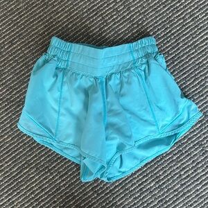 Turquoise Lululemon Hotty Hot Shorts 2.5" length